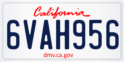 CA license plate 6VAH956