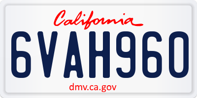 CA license plate 6VAH960