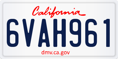 CA license plate 6VAH961