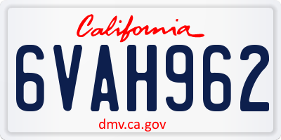 CA license plate 6VAH962