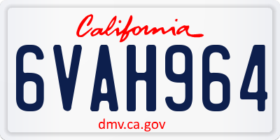 CA license plate 6VAH964