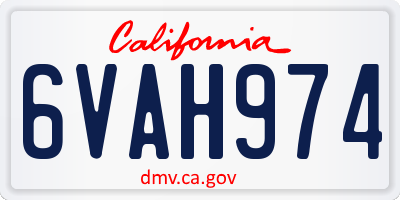 CA license plate 6VAH974