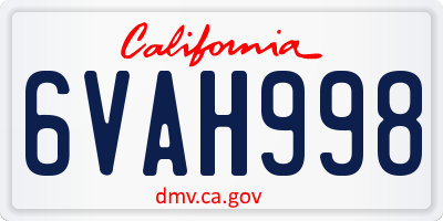 CA license plate 6VAH998