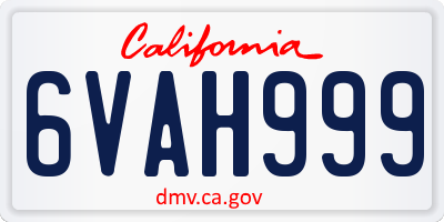 CA license plate 6VAH999