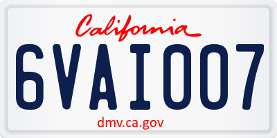 CA license plate 6VAI007