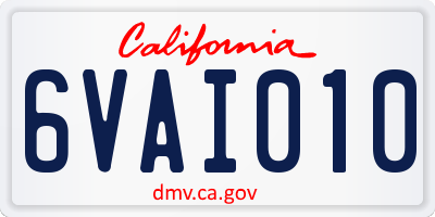 CA license plate 6VAI010