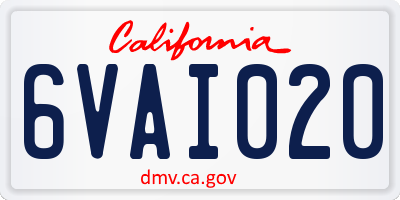 CA license plate 6VAI020
