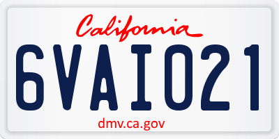 CA license plate 6VAI021