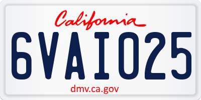 CA license plate 6VAI025