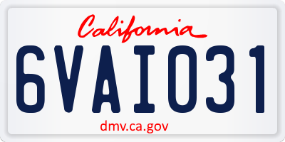 CA license plate 6VAI031