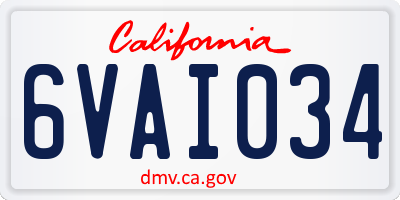 CA license plate 6VAI034