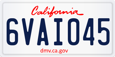 CA license plate 6VAI045