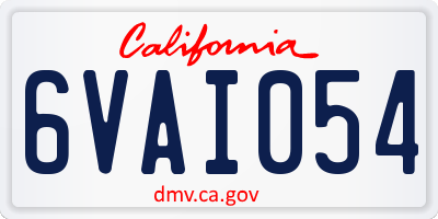 CA license plate 6VAI054