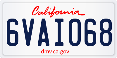 CA license plate 6VAI068