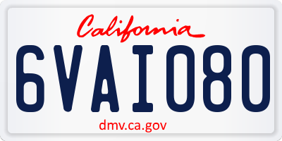 CA license plate 6VAI080