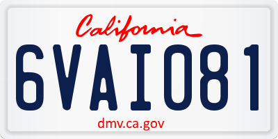 CA license plate 6VAI081
