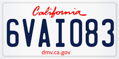 CA license plate 6VAI083