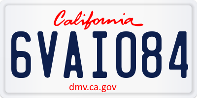 CA license plate 6VAI084