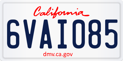 CA license plate 6VAI085