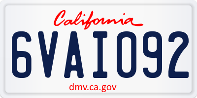 CA license plate 6VAI092