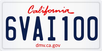 CA license plate 6VAI100