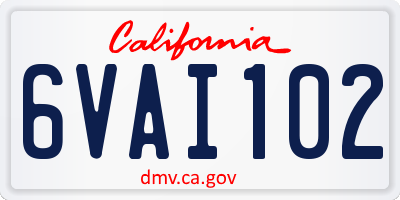 CA license plate 6VAI102