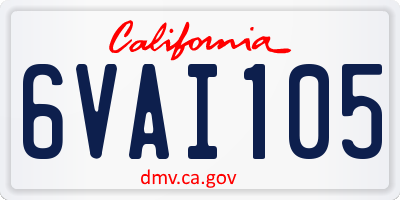 CA license plate 6VAI105