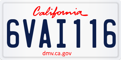 CA license plate 6VAI116