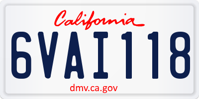 CA license plate 6VAI118