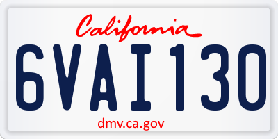 CA license plate 6VAI130