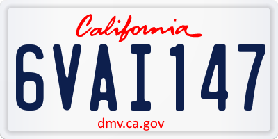 CA license plate 6VAI147