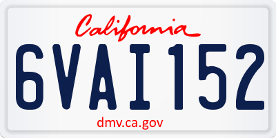 CA license plate 6VAI152
