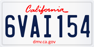CA license plate 6VAI154