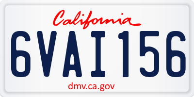 CA license plate 6VAI156