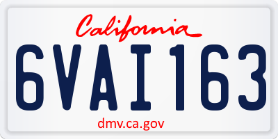 CA license plate 6VAI163