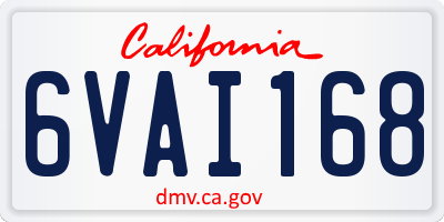 CA license plate 6VAI168