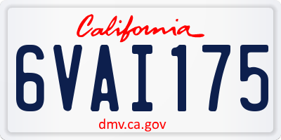 CA license plate 6VAI175
