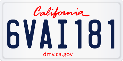 CA license plate 6VAI181
