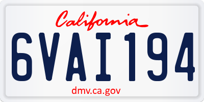 CA license plate 6VAI194