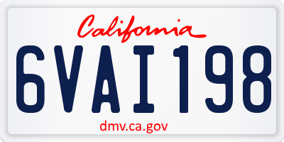 CA license plate 6VAI198