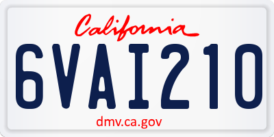 CA license plate 6VAI210