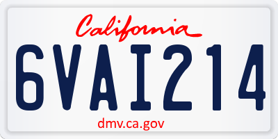 CA license plate 6VAI214