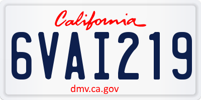 CA license plate 6VAI219