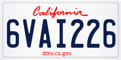 CA license plate 6VAI226