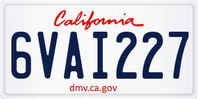CA license plate 6VAI227