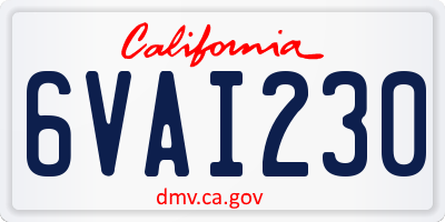 CA license plate 6VAI230