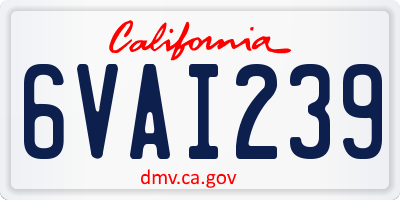 CA license plate 6VAI239