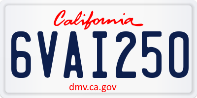 CA license plate 6VAI250