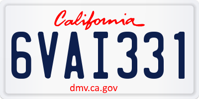 CA license plate 6VAI331