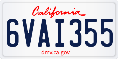CA license plate 6VAI355